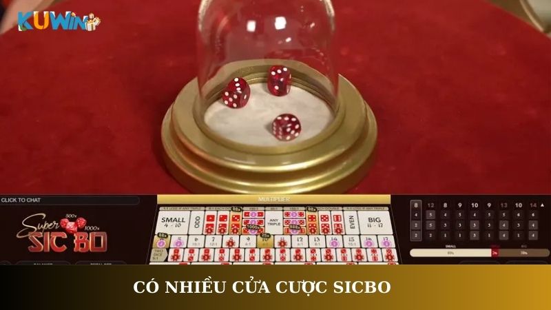 Có nhiều cửa cược Sicbo